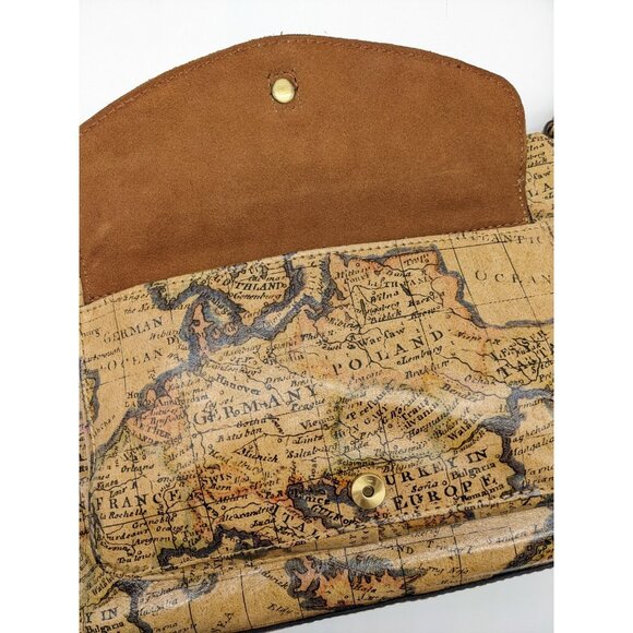 PATRICIA NASH Kirby leather front pocket vintage LG crossbody -European Map - Picture 4 of 9